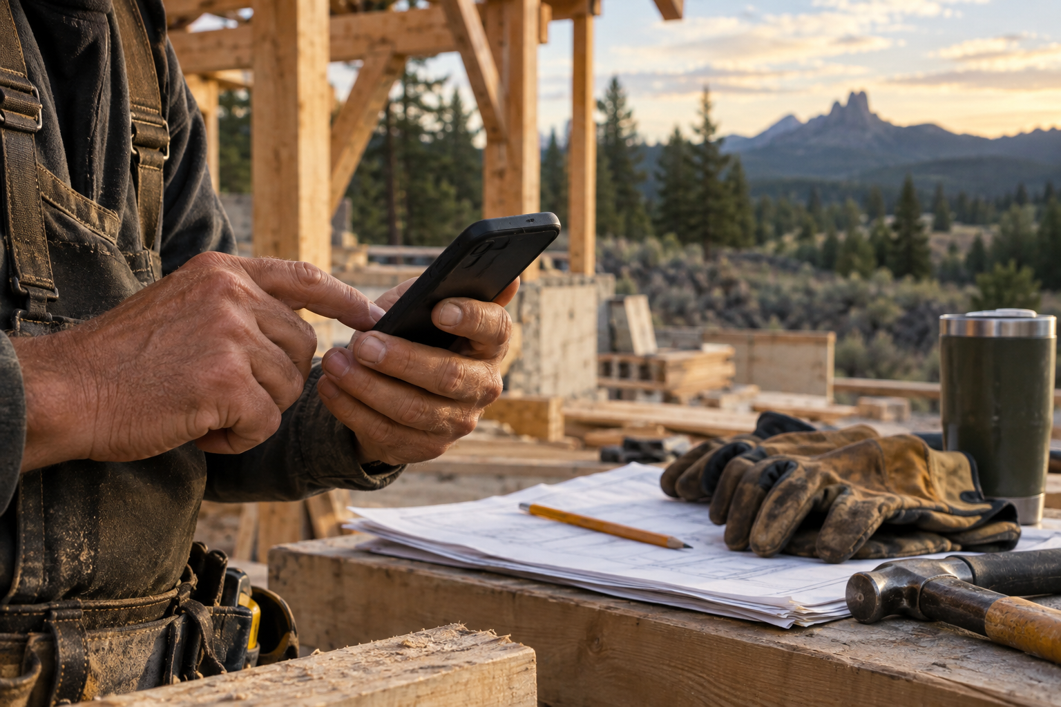 A Central Oregon contractor updating a job from the field