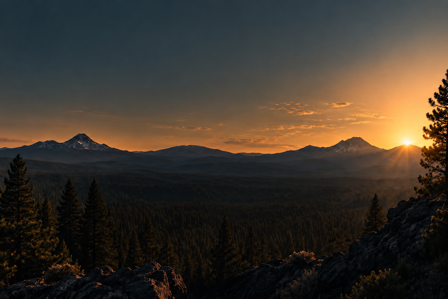 Cascade Mountains at sunset